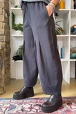 Oxford Stretch Herringbone Box Pleat Pant Charcoal